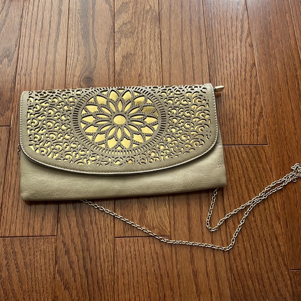 Gold and tan cross body
